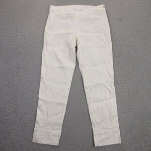 120% Lino Womens Linen Blend Pants size 42 Metallic Trousers Resort Island Coast